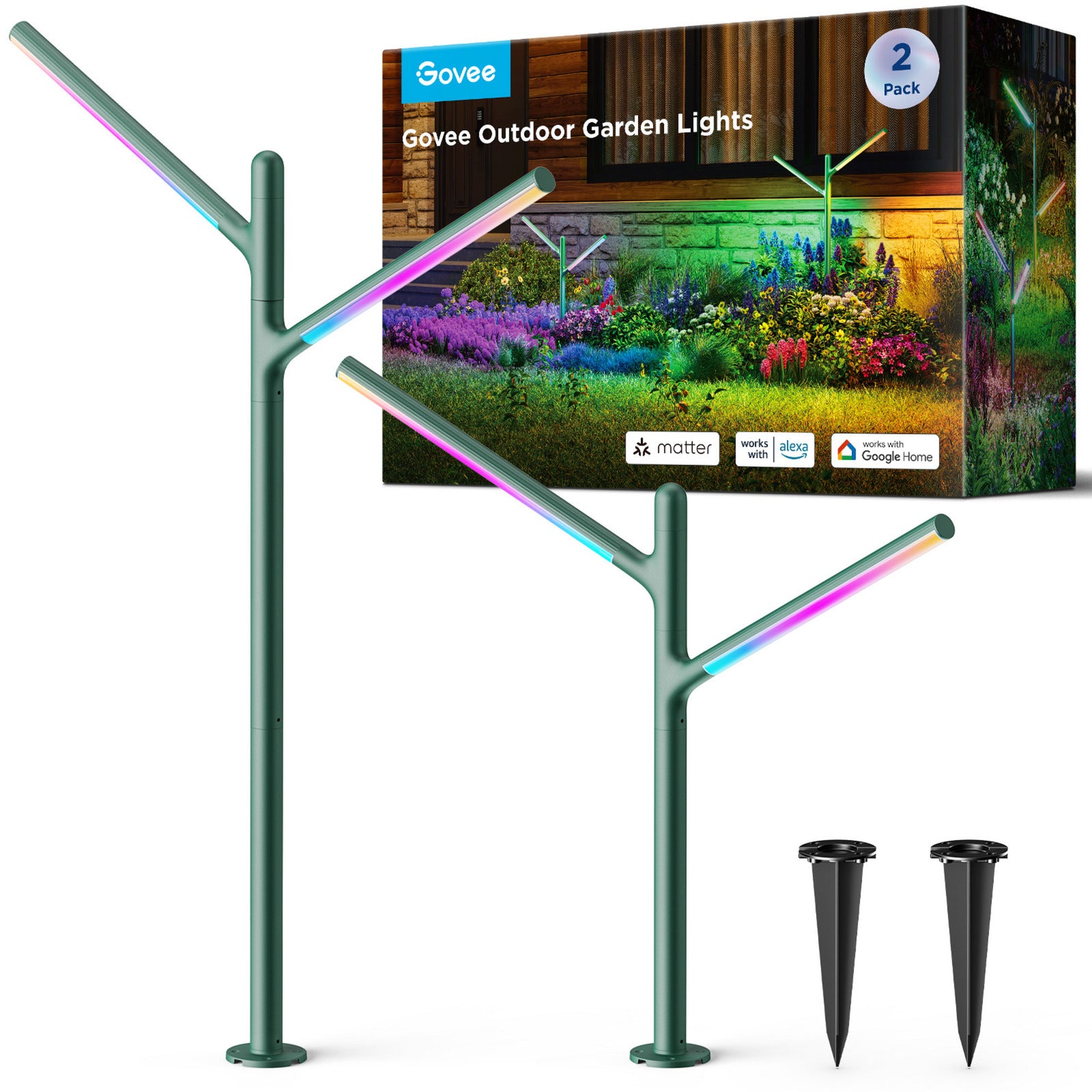 Govee outdoor garden lights - 2-pack sfeerverlichting (2,4ghz-wifi + bluetooth)