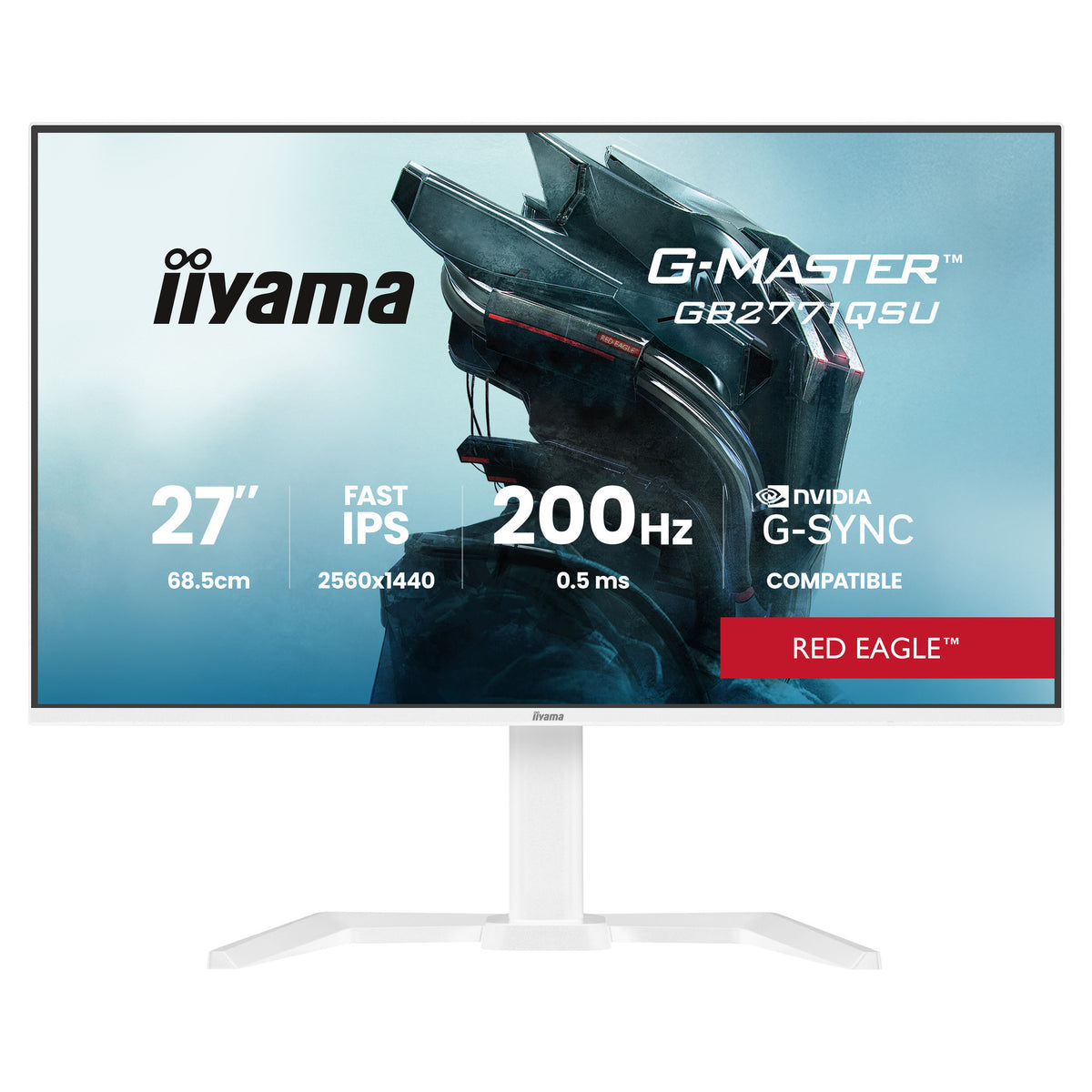 Iiyama g-master red eagle gb2771qsu-w1 27 gaming monitor (wit, 1x displayport, 2x hdmi, 2x usb-c, 2x usb-a, 200 hz)