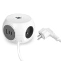 Act connectivity stekkerdoos kubus met 3 stopcontacten, 30w power delivery usb-c a poorten, kabellengte 1,5m stekkerdoos (wit, type e)