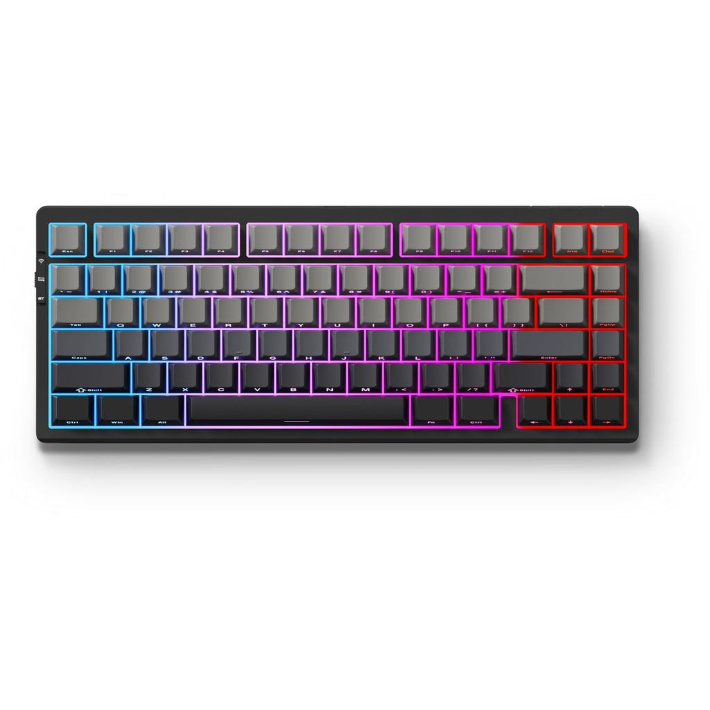 Mchose g75 pro tri-mode gasket structuur mechanisch gaming toetsenbord (zwart, us lay-out (qwerty), ktt cabbage tofu v2, 75%, rgb, hot swap, pbt double-shot, 2.4 ghz | usb-c | bluetooth)