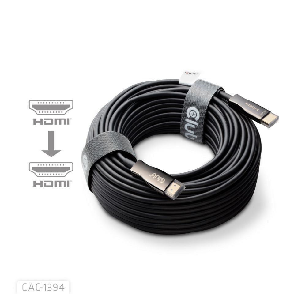 Club 3d hdmi hybrid aoc cable 8k60hz 4k120hz, 100 m kabel (zwart)