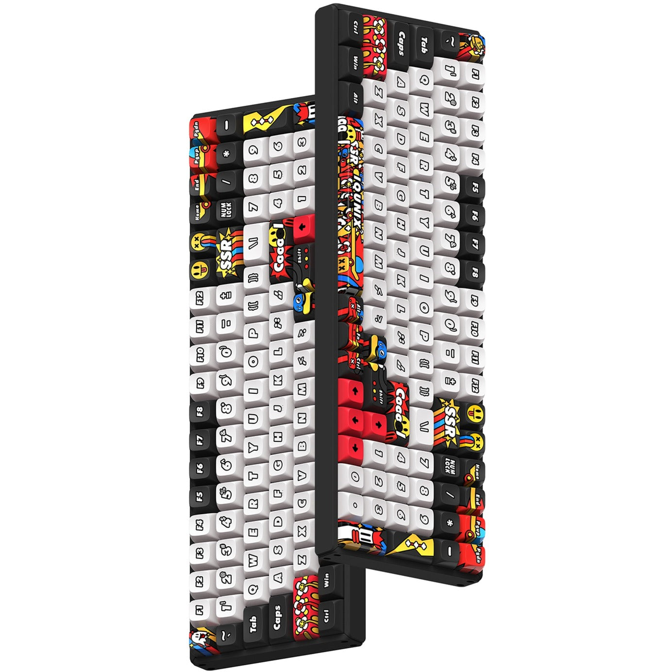 Iqunix f97 graffiti diary wireless mechanical keyboard (zwart, us lay-out (qwerty), cherry mx red, 96%, rgb leds, hot-swappable, pbt, 2.4ghz | bluetooth 5.1 | usb-c)