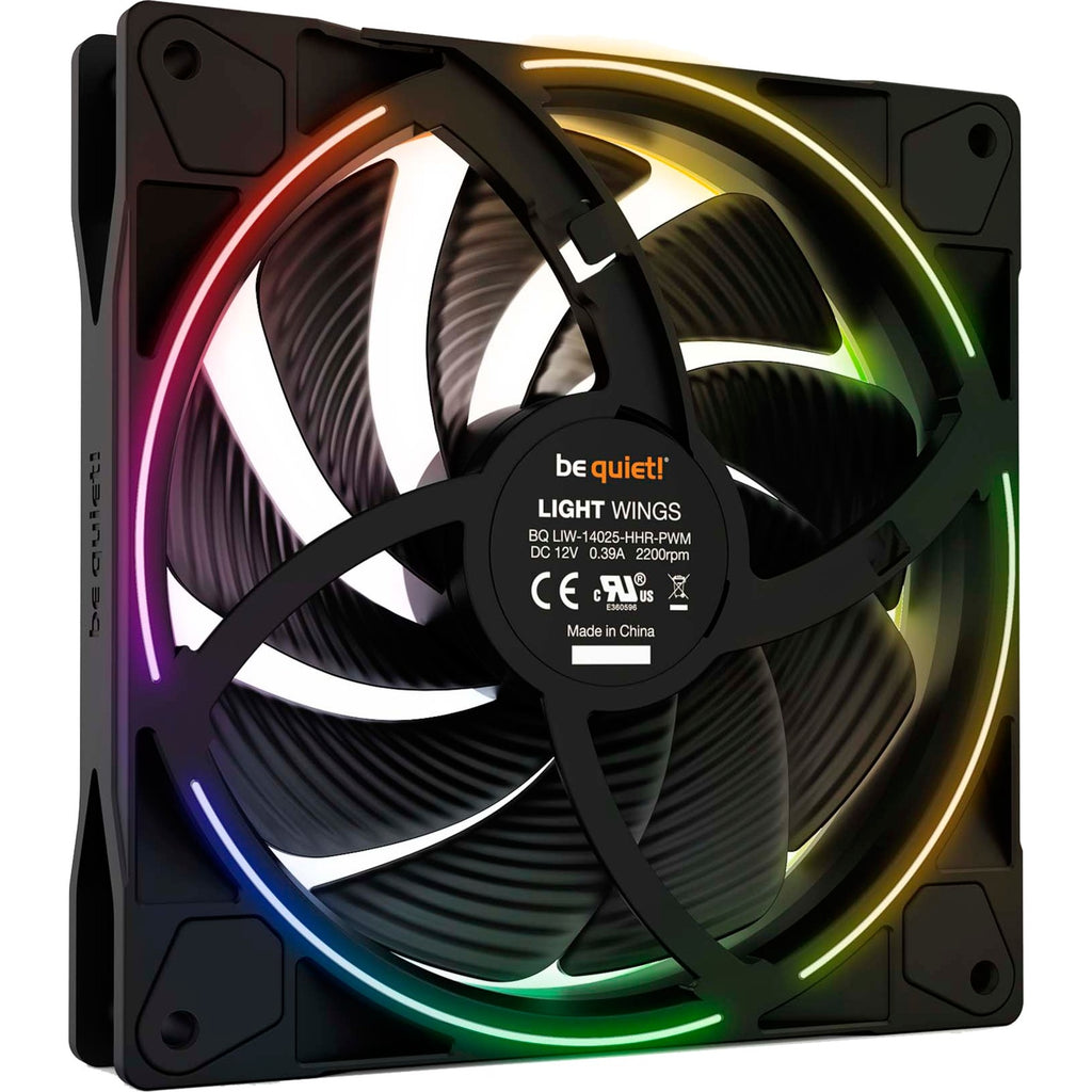 Be quiet! light wings pwm high-speed rgb case fans (zwart, 3 stuks, 140 x 140 x 25 mm)