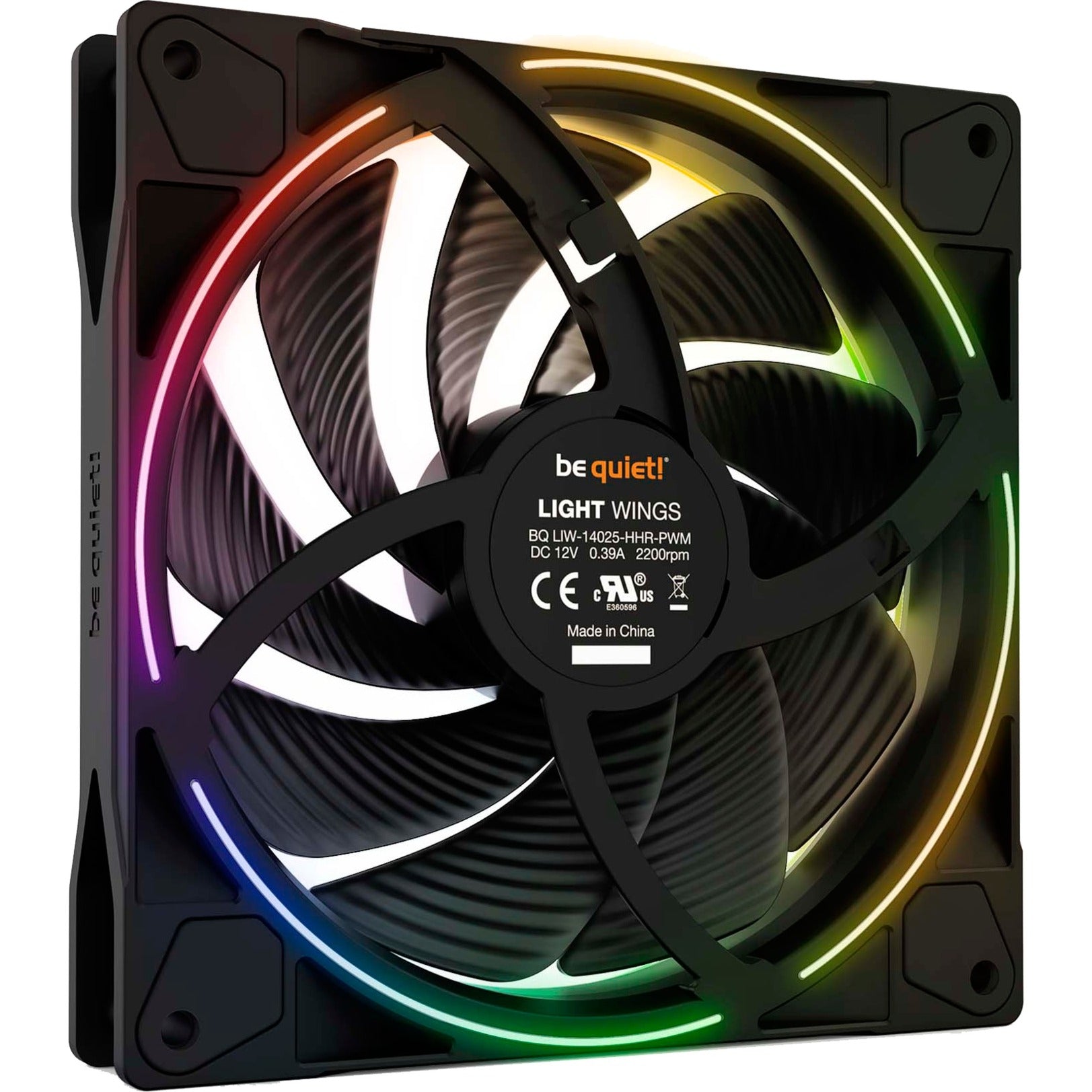 Be quiet! light wings pwm high-speed rgb case fans (zwart, 3 stuks, 140 x 140 x 25 mm)
