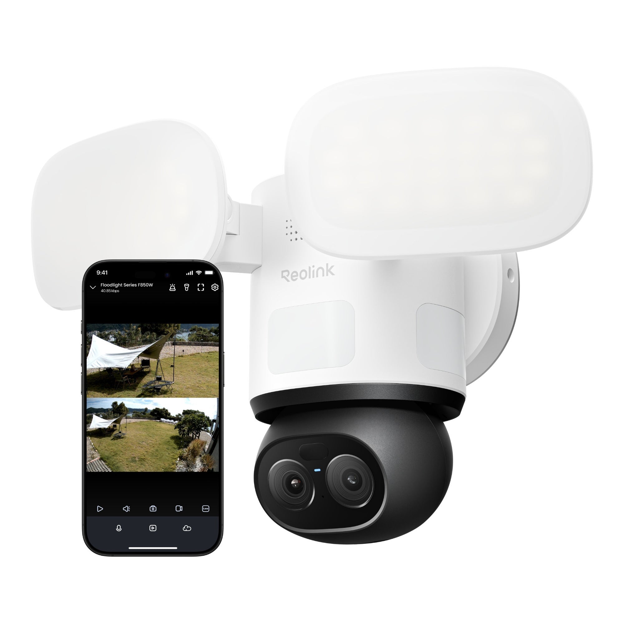 Reolink f850w trackflex floodlight wifi beveiligingscamera (wit, 4k, wifi)