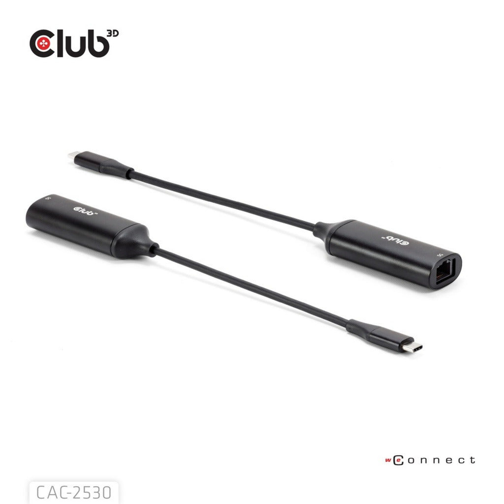 Club 3d usb-c naar rj45 5gbps ethernet m f adapter (zwart)