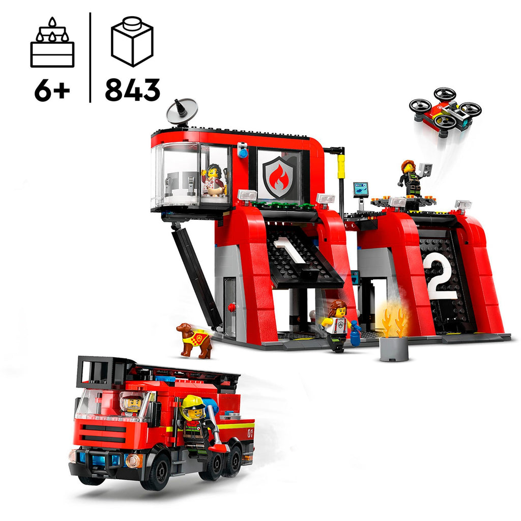 LEGO City 60414 Feuerwache und Feuerwehrauto