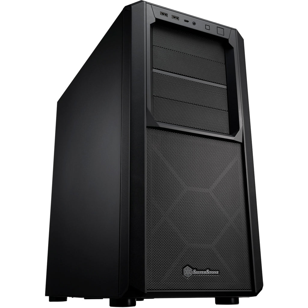 Silverstone sst-sed1-b midi tower behuizing (zwart | 2x usb-a | 1x usb-c)