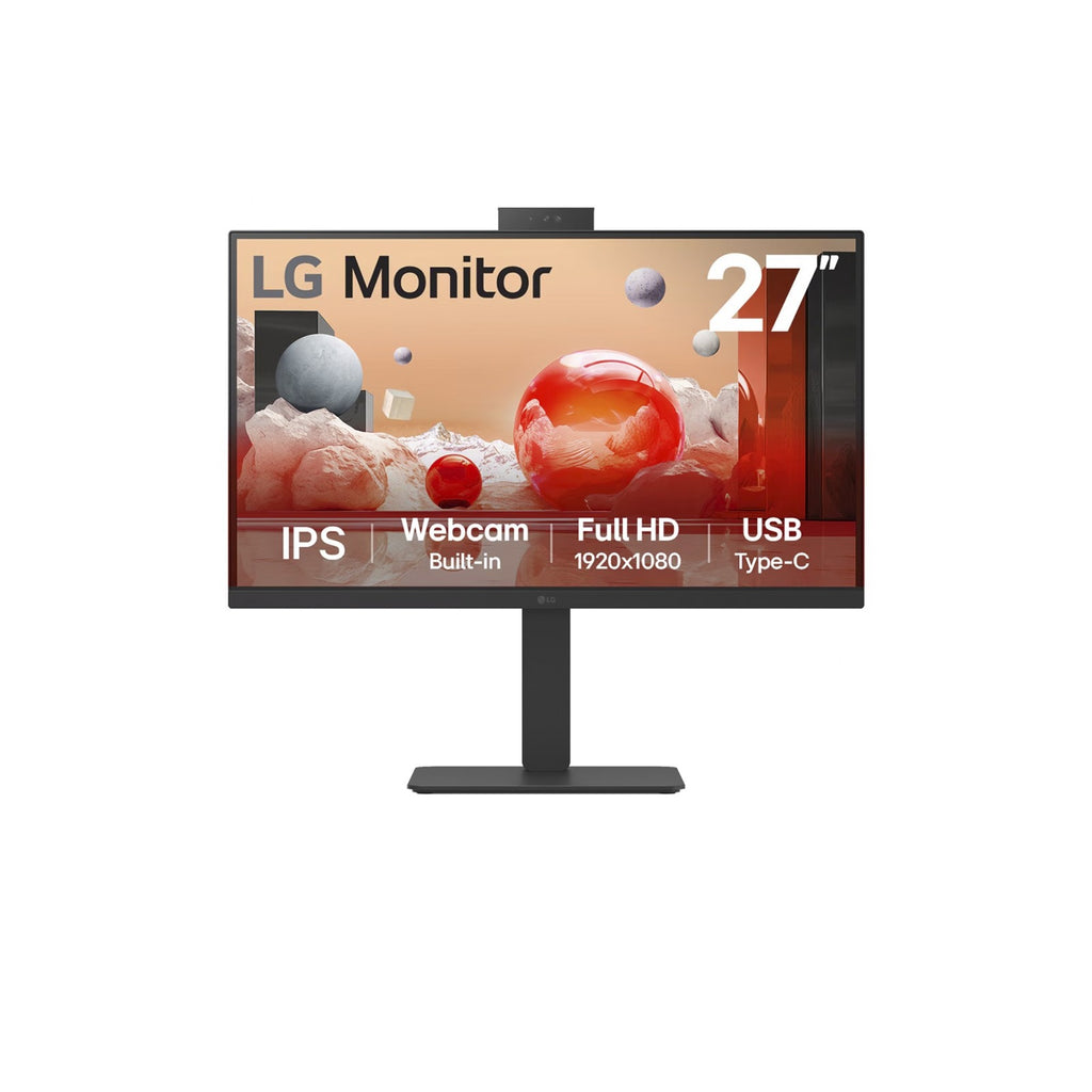Lg 27ba850 27 monitor (zwart, 1x displayport, 1x hdmi, 1x usb-c, 4x usb-a, 1x rj-45, webcam)