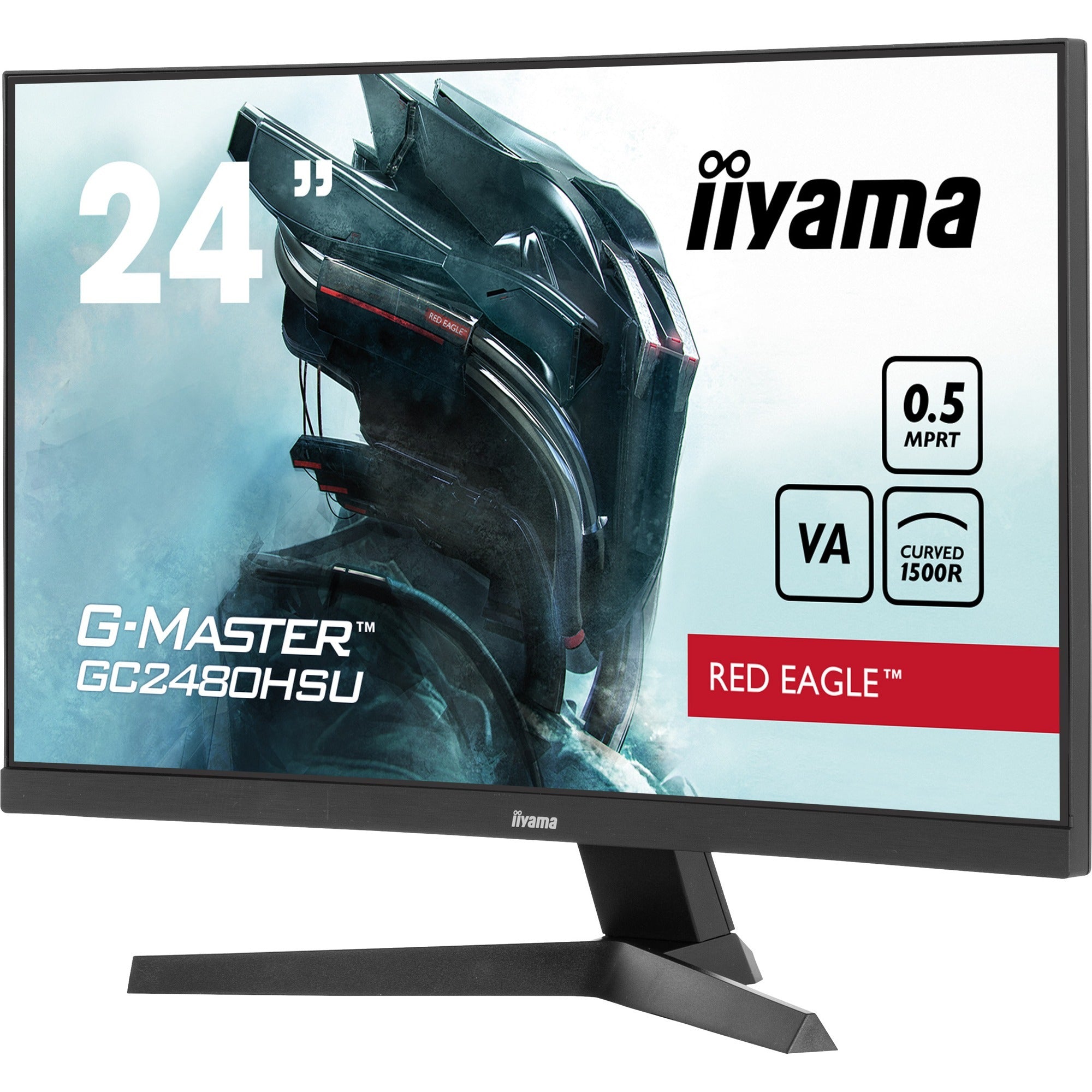 Iiyama g-master red eagle gc2480hsu-b1 23.6 curved gaming monitor (zwart, 2x hdmi, displayport, 2x usb-a, 180 hz)