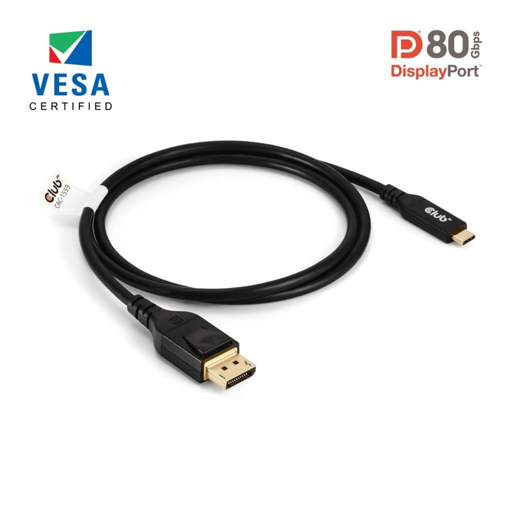 Club 3d usb-c naar displayport dp80 bidirectioneel adapter (zwart, 1 meter, vesa-gecertificeerd)
