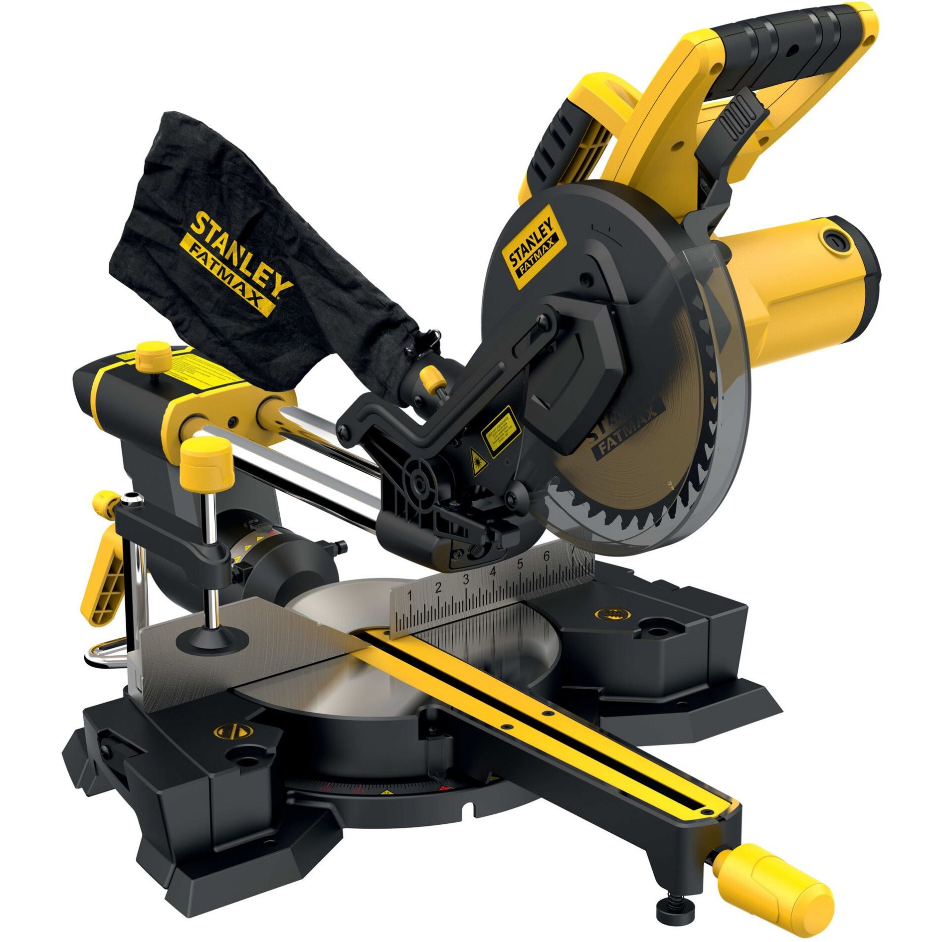 Stanley 1500w 216mm afkort- en verstekzaag met zaagtafel (geel zwart)