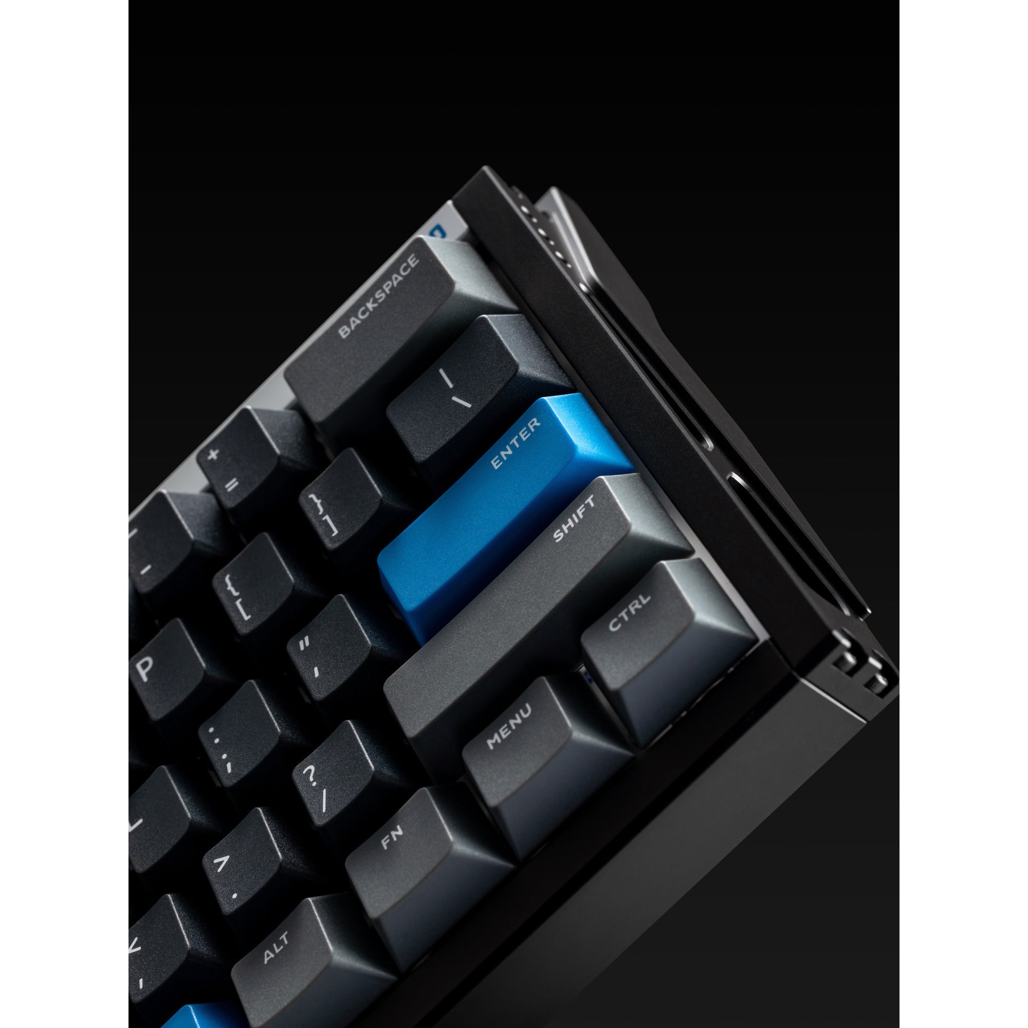 Iqunix ez60 magnetic switch gaming he keyboard, gaming toetsenbord (zwart blauw, us lay-out, us-international, gateron magnetic jade pro, 60%, rgb, double shot pbt keycaps)