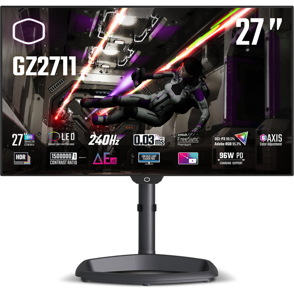 Cooler master tempest gz2711 27 gaming monitor (zwart, 240 hz, hdmi, displayport, usb type c, audio, freesync premium)