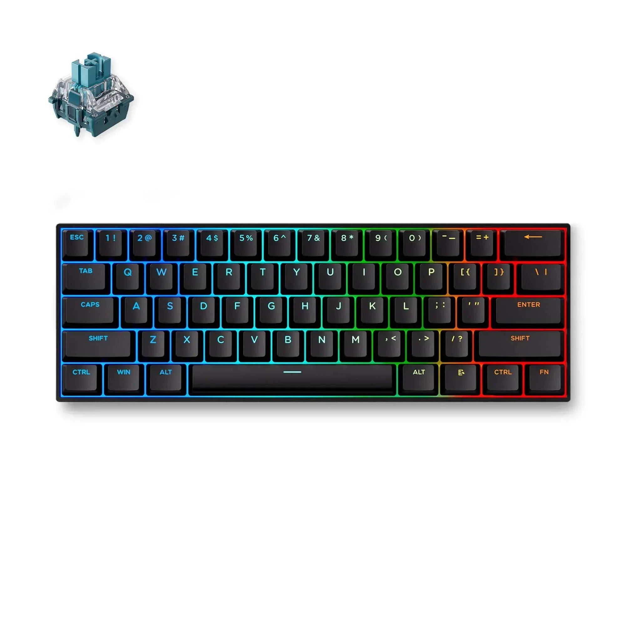 Mchose ace 60 pro hall effect magnetic switch gaming keyboard (zwart, us lay-out (qwerty), ttc uranus magnetic, 60%, rgb, hot swap, pbt keycaps, hall effect sensor)