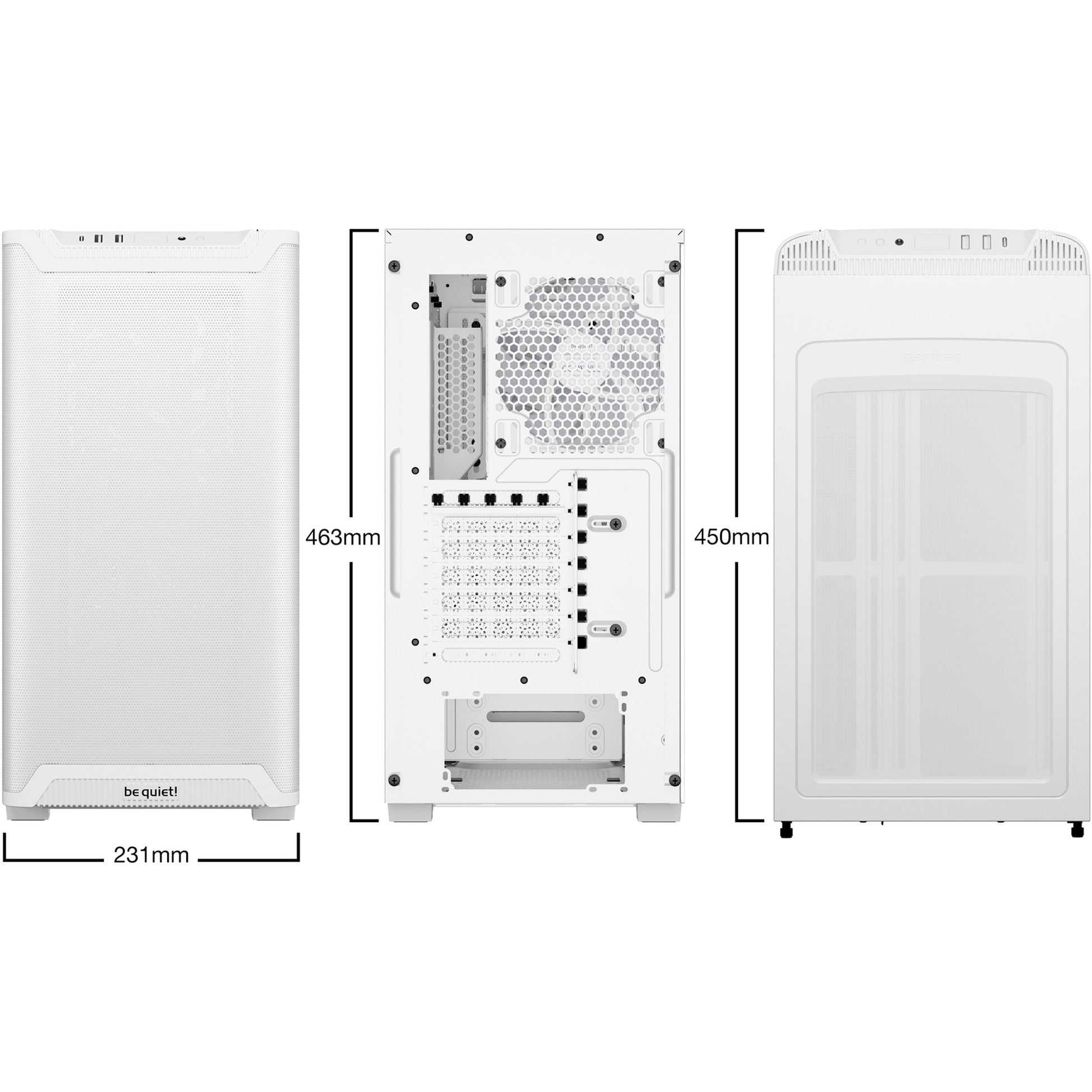 Be quiet! pure base 501 lx midi tower behuizing (wit | 2x usb-a | 1x usb-c | rgb | tempered glass)