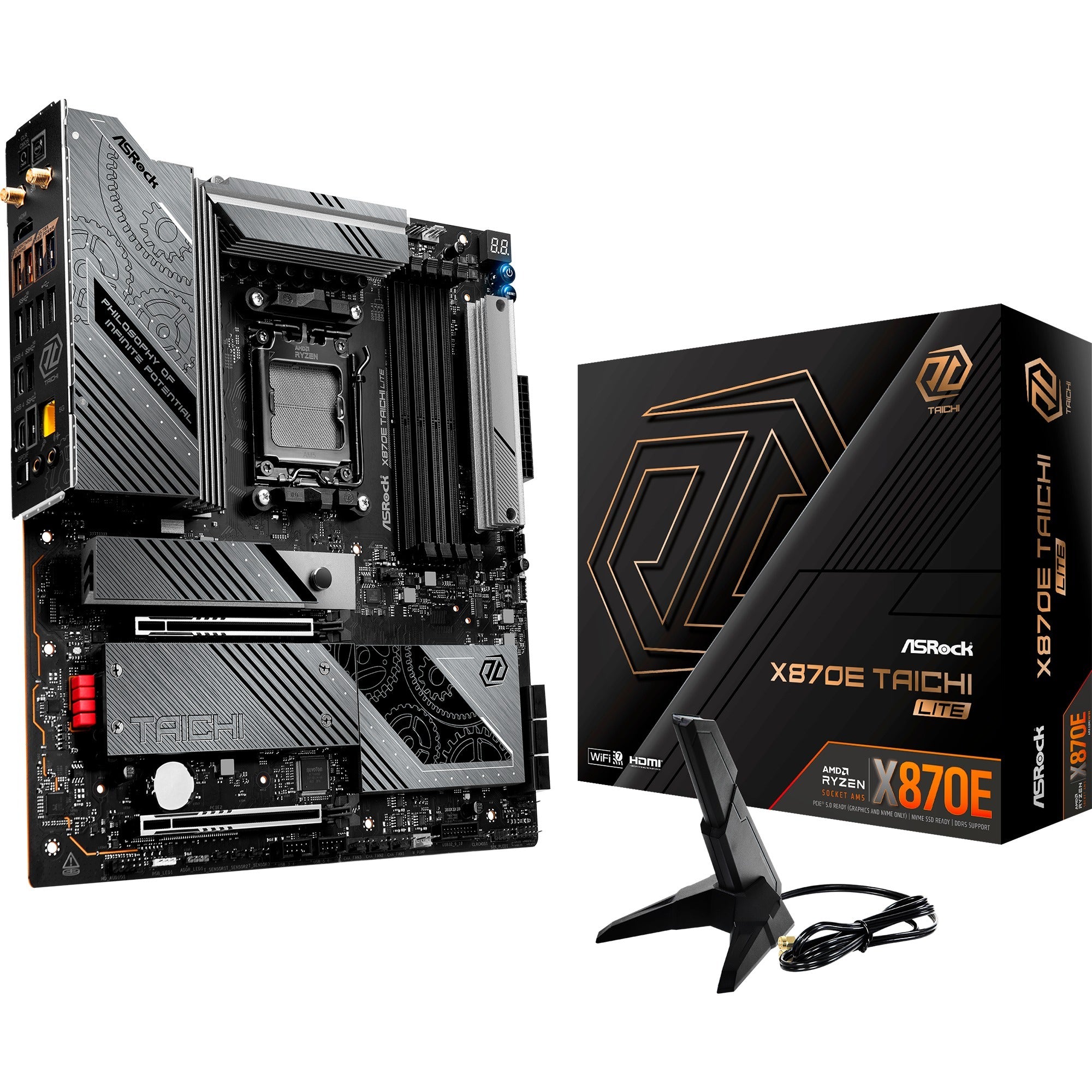 Asrock x870e taichi lite socket am5 moederbord (raid, 5 gb-lan, wi-fi 7, bt, e-atx)