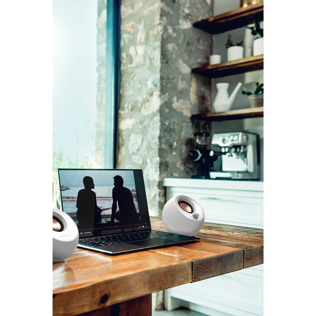 Creative pebble v3 pc-luidspreker (wit, bluetooth, usb-c, aux)