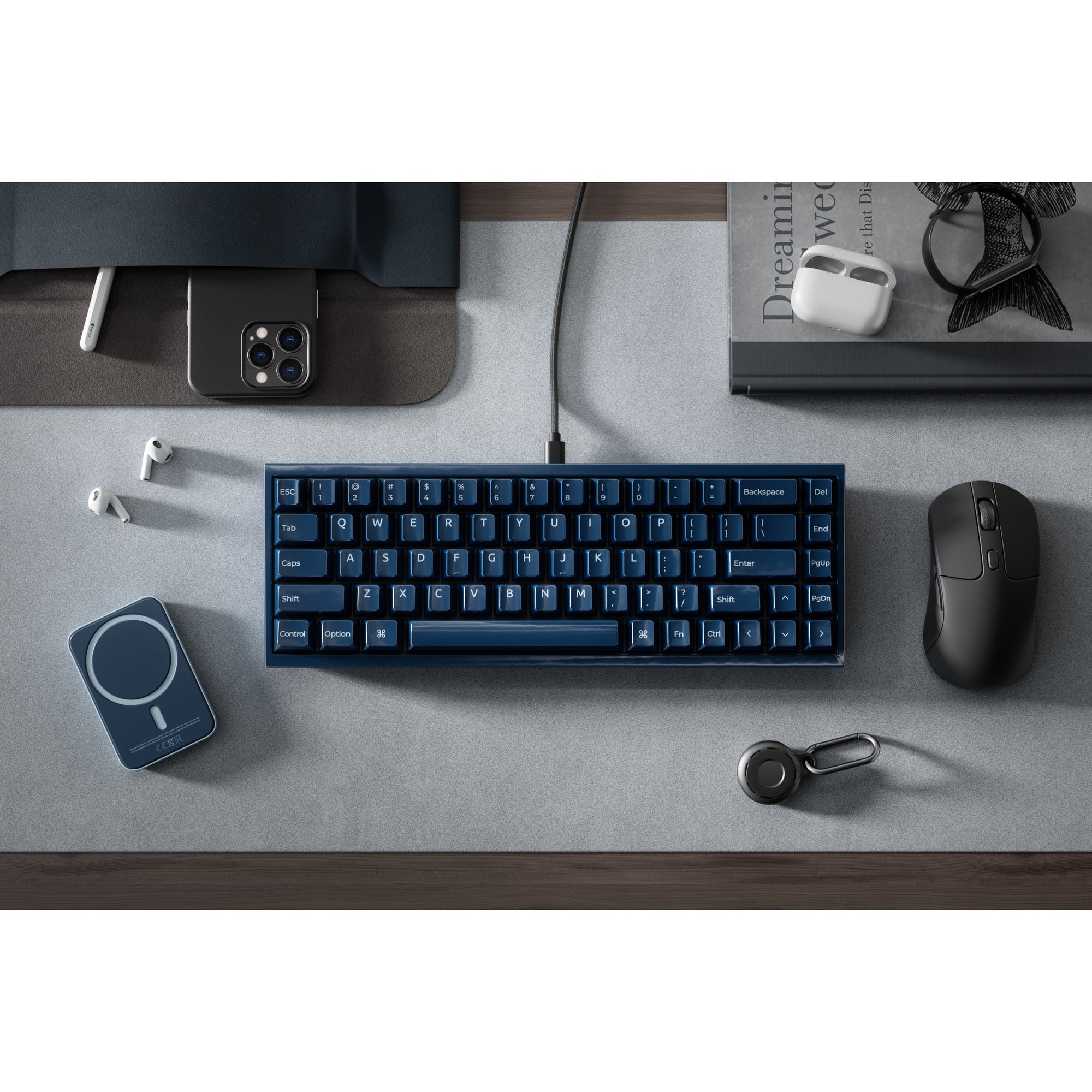 Keychron q16 he 8k magnetic switch keyboard (blauw, us lay-out (qwerty), ultra-fast lime, 65%, rgb, hot swap, 8k)