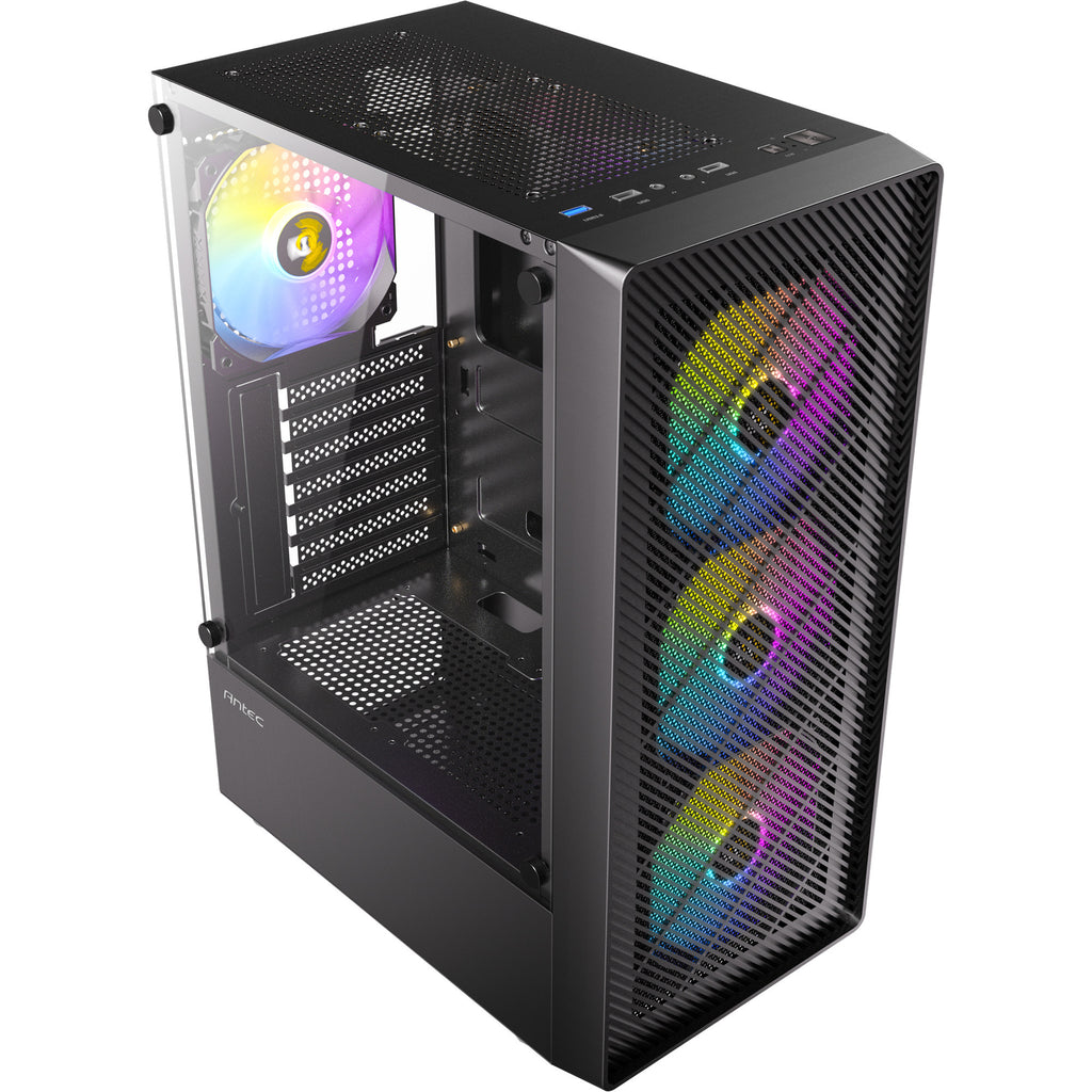 Antec ax26 rgb elite midi tower behuizing (zwart | 3x usb-a | tempered glass)