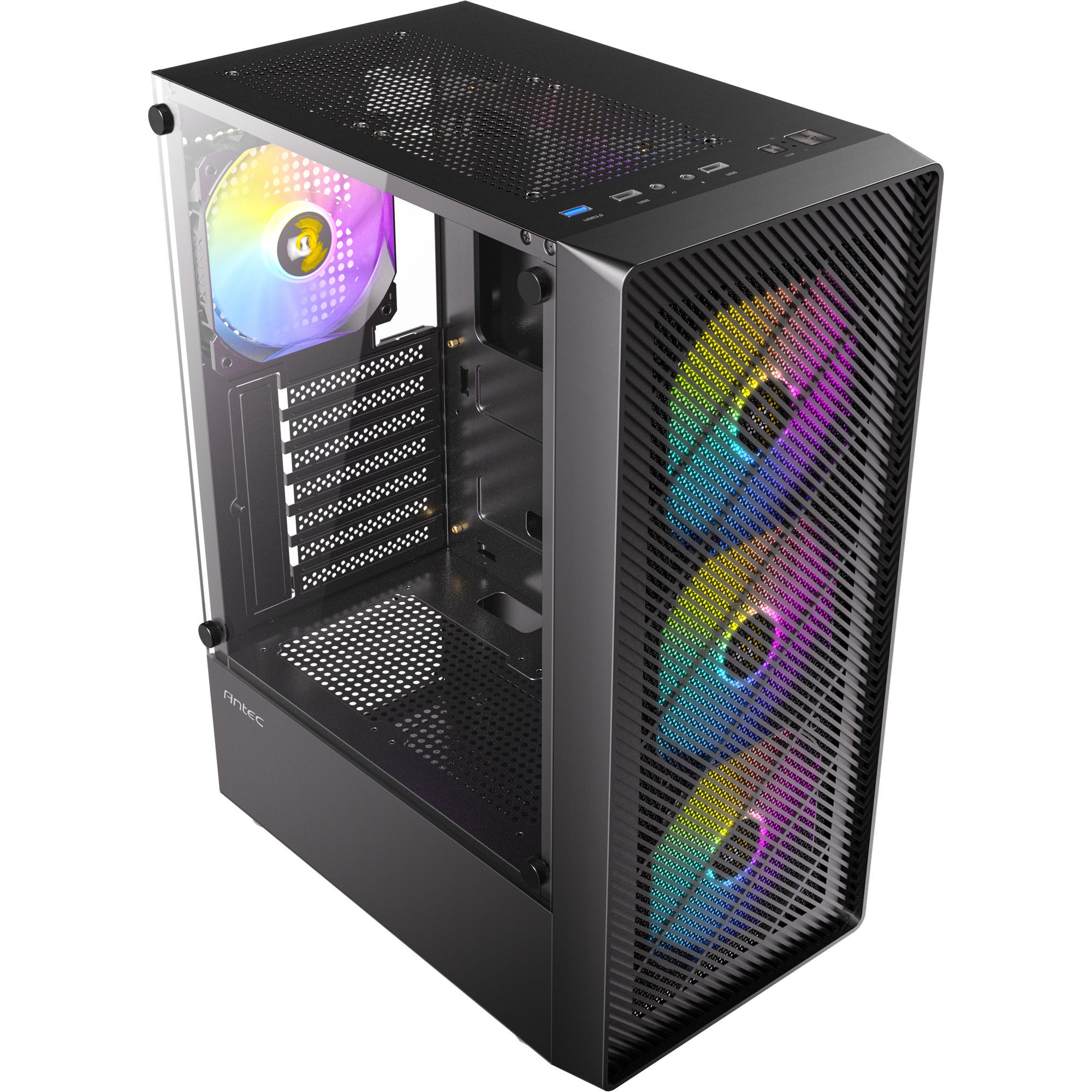 Antec ax26 rgb elite midi tower behuizing (zwart | 3x usb-a | tempered glass)