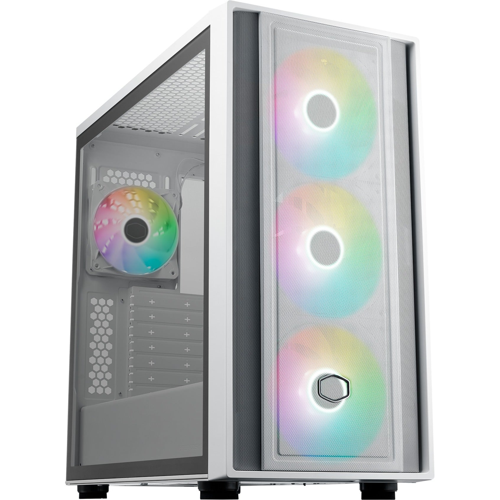 Cooler master masterbox 600 midi tower behuizing (wit | 2x usb-a | 1x usb-c | rgb | tempered glass)