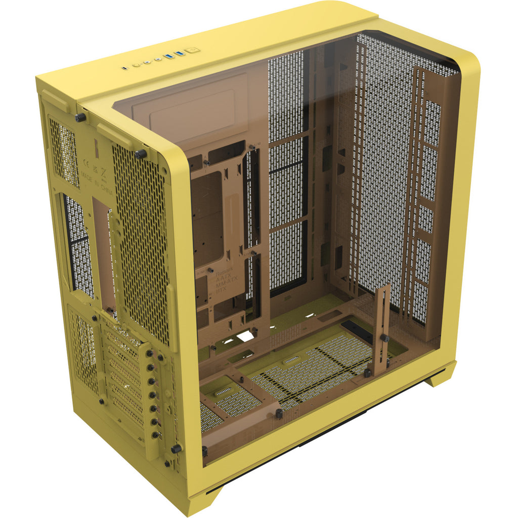 Thermaltake view 390 air butter caramel midi tower behuizing (geel | 2x usb-a | 1x usb-c | tempered glass)
