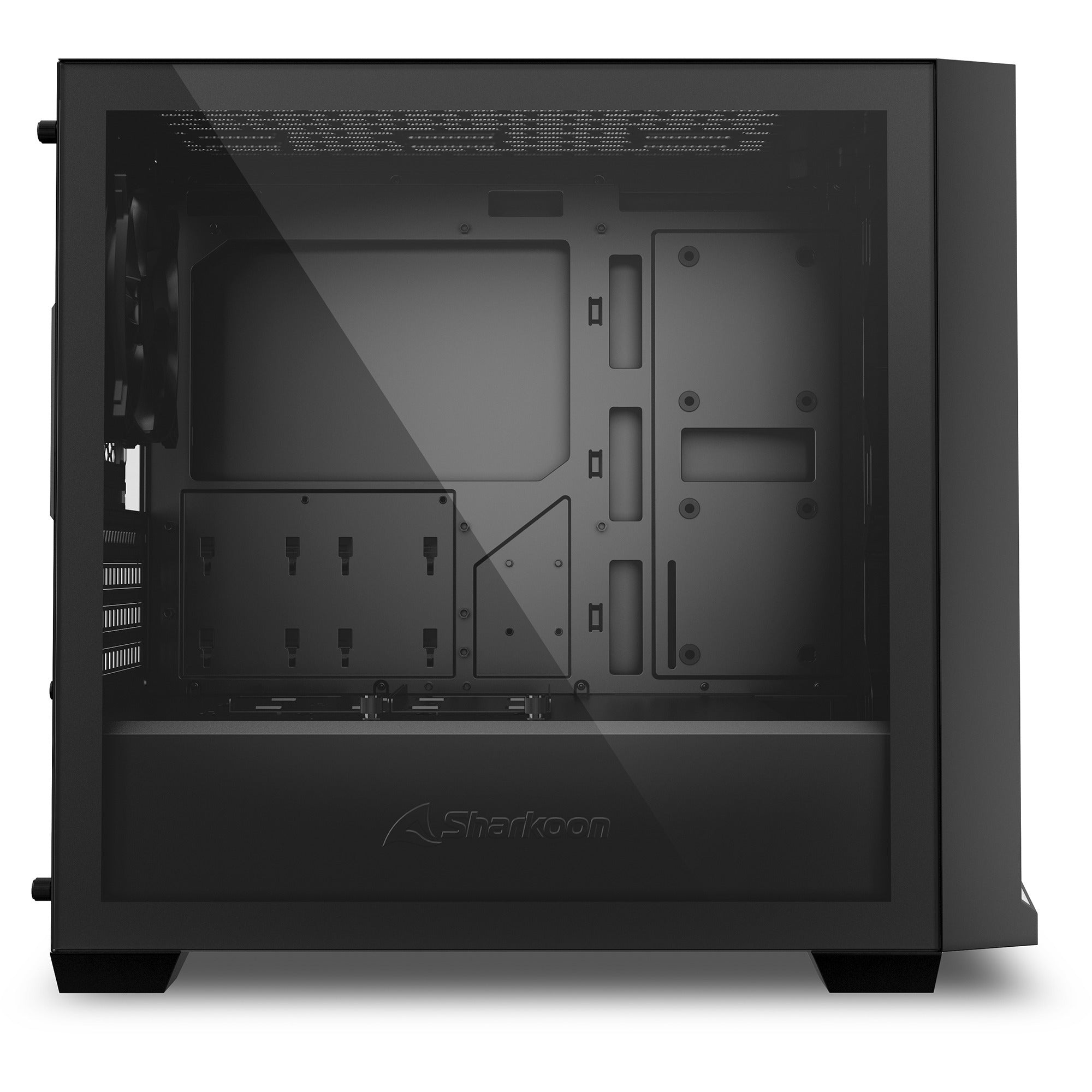 Sharkoon j1000 argb midi tower behuizing (zwart | 3x usb-a | rgb | tempered glass)