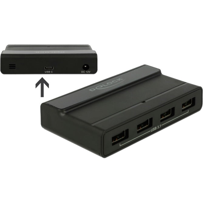 Delock externe usb 3.2 gen 2 4 port hub 10gbps usb-hub (zwart)