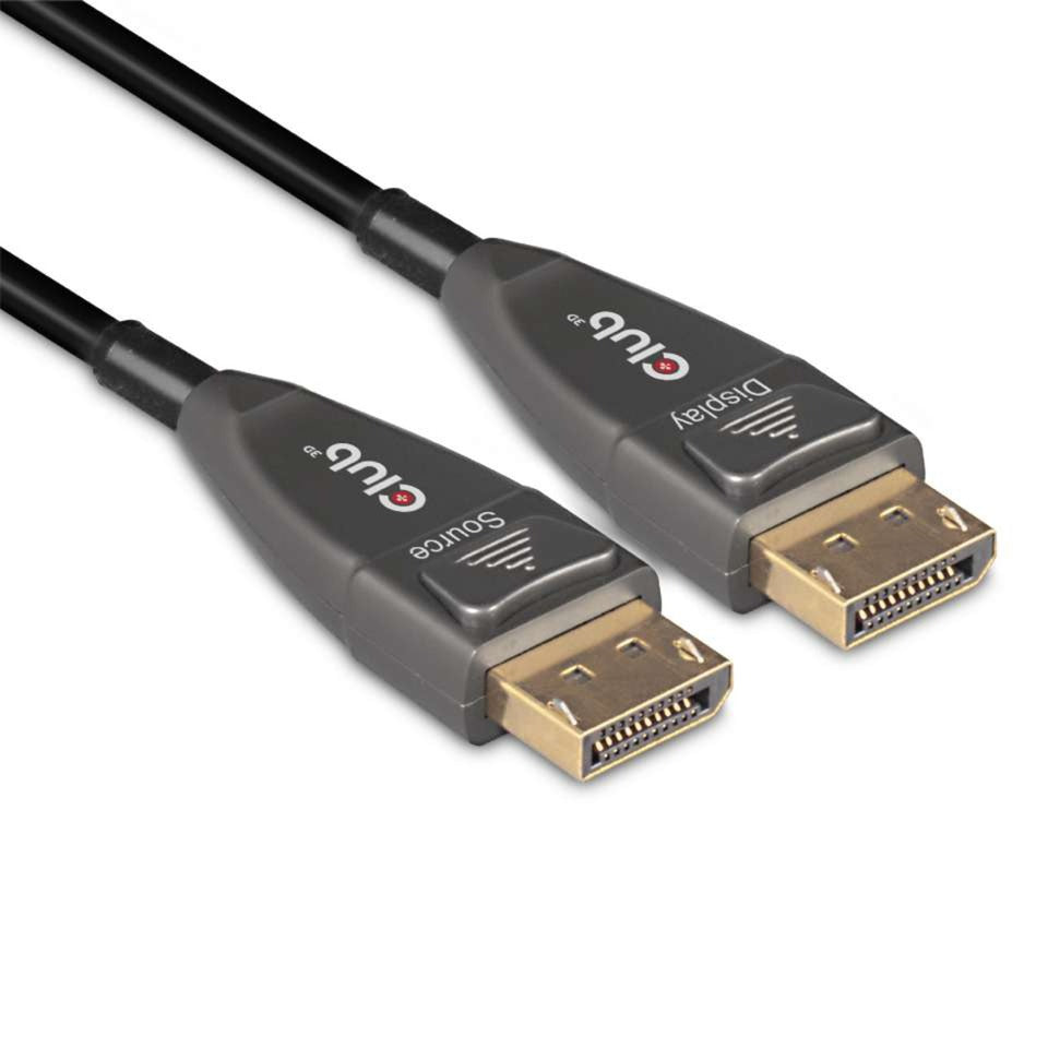 Club 3d displayport 1.4 active optical unidirectional kabel (zwart, 20 meter, 4k 120hz, 8k 60hz)