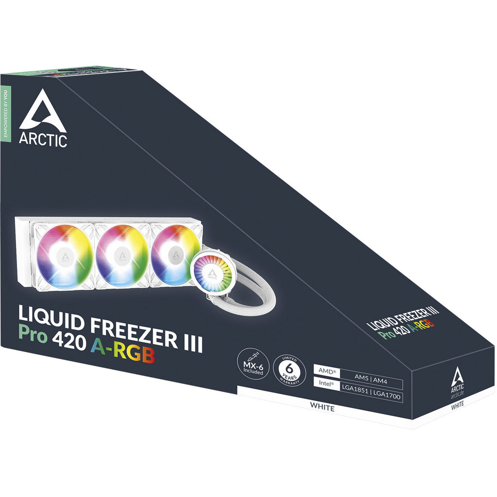 Arctic liquid freezer iii pro 420 a-rgb waterkoeling (wit, 4-pins pwm fan-connector)