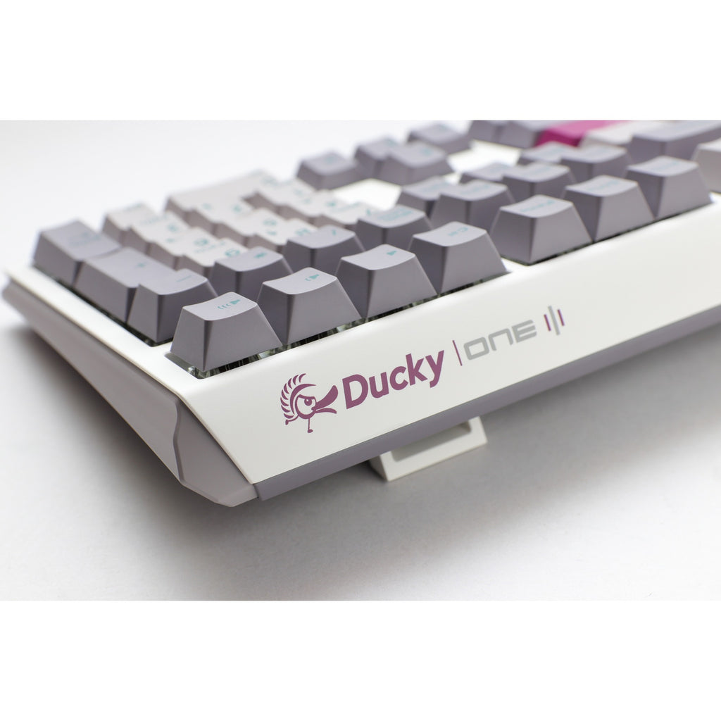 Ducky one 3 mist grey, toetsenbord (lichtgrijs, us lay-out, cherry mx red, rgb led, double-shot pbt, hot-swappable, quack mechanics)
