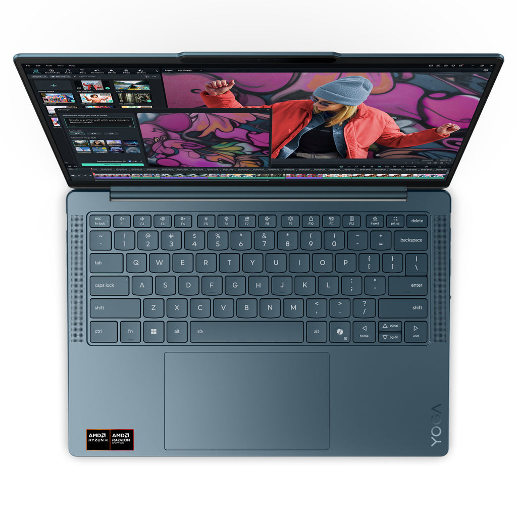 Lenovo yoga slim 7 14akp10 (83jy0082mh) 14 copilot+ laptop (blauwgroen | ryzen 7 350 | radeon 860m | 32 gb | 1 tb ssd)