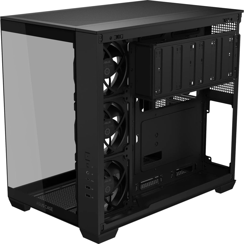 Asus a32 plus midi tower behuizing (zwart | 2x usb-a | 1x usb-c | rgb | tempered glass)