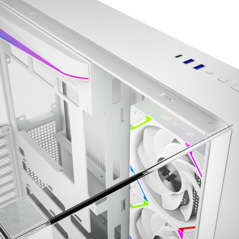 Xyz pc gear tesseract a-rgb midi tower behuizing (wit | 2x usb-a | 1x usb-c | rgb | tempered glass)