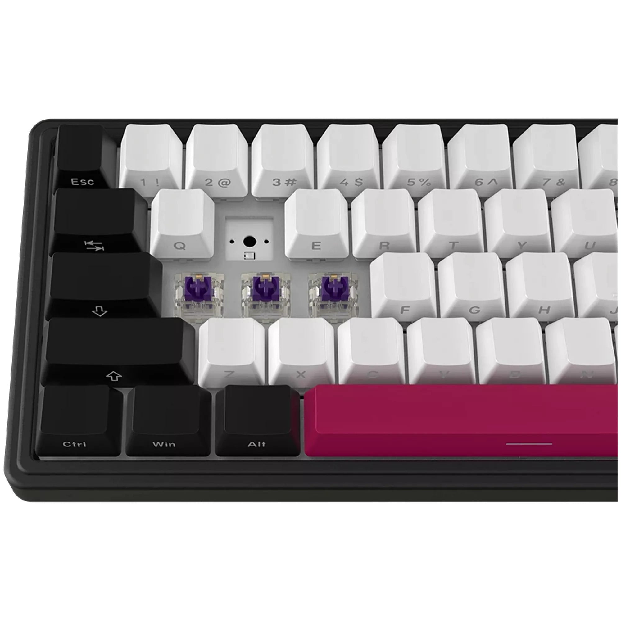 Lorgar kbp70mw rgb mechanisch gaming toetsenbord (zwart, us lay-out (qwerty), logar toxic purple, 65%, rgb, hot-swappable, pbt double-shot, bluetooth | 2.4ghz | usb)