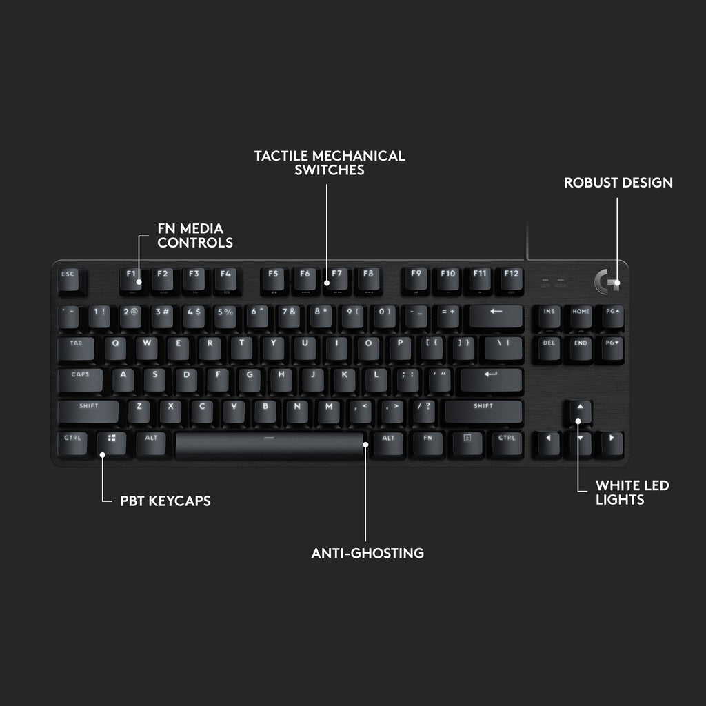 Logitech g413 tkl se mechanisch gaming toetsenbord (zwart, us-international lay-out (qwerty), gl tactile, 80% (tkl))
