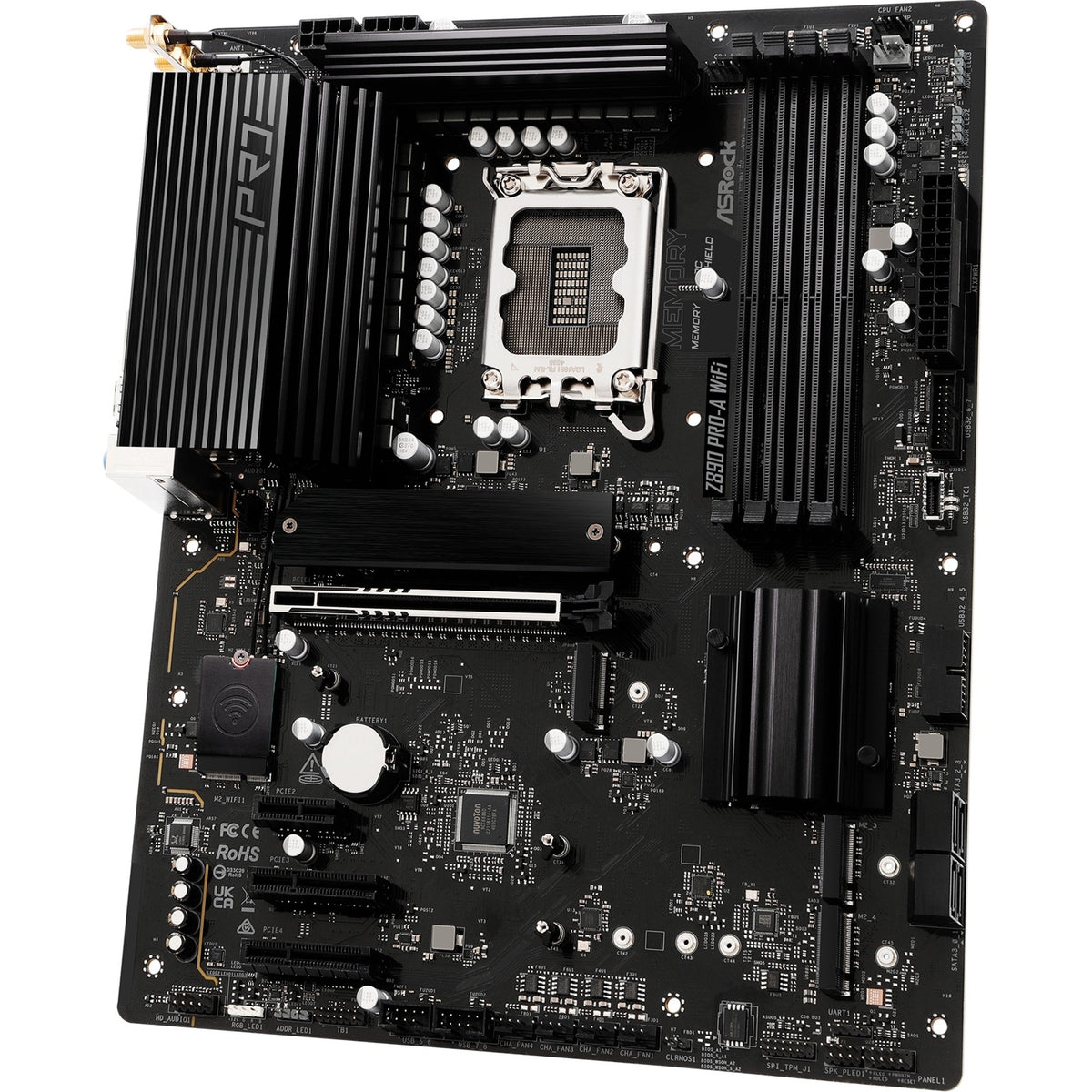 Asrock z890 pro-a wifi socket 1851 moederbord (zwart, raid, 2.5gb-lan, wi-fi 6e, bt, sound, atx)
