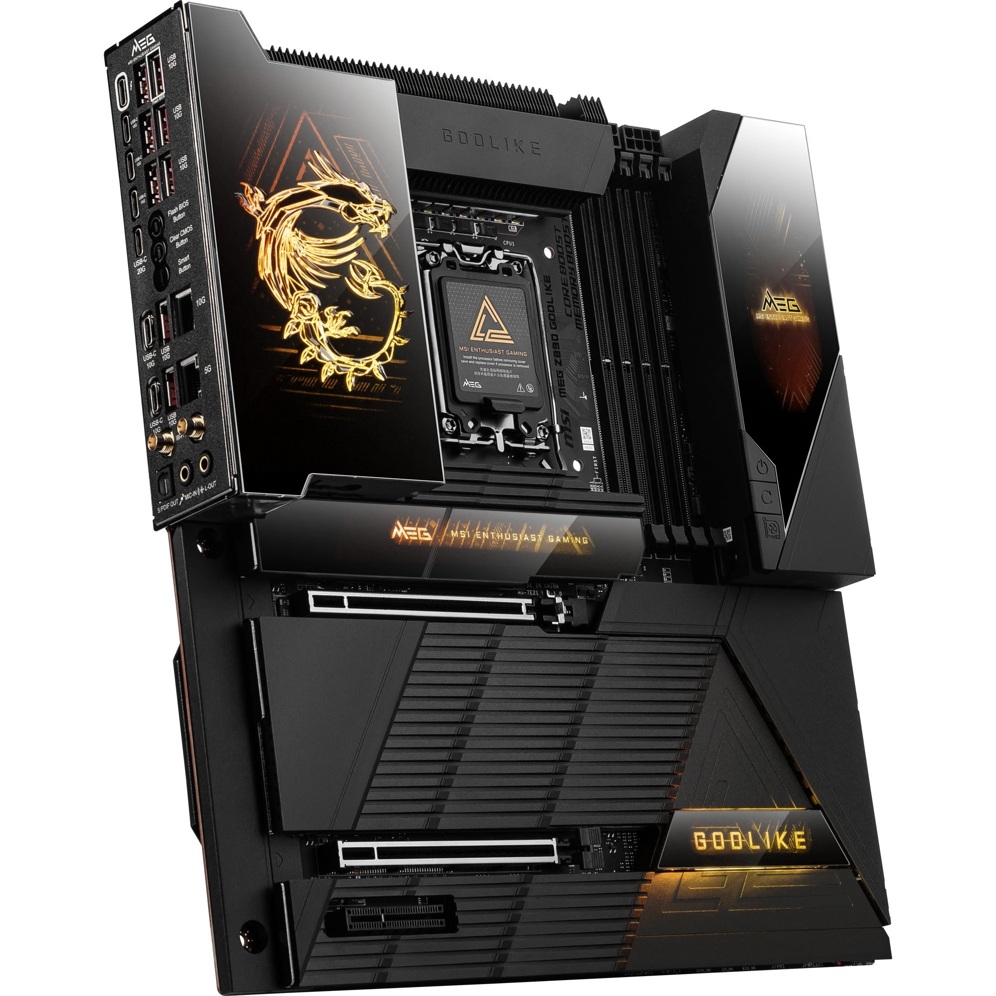 Msi meg z890 godlike socket 1851 moederbord (zwart, raid, 10gb-lan, 5gb-lan, wlan, bt, sound, e-atx)