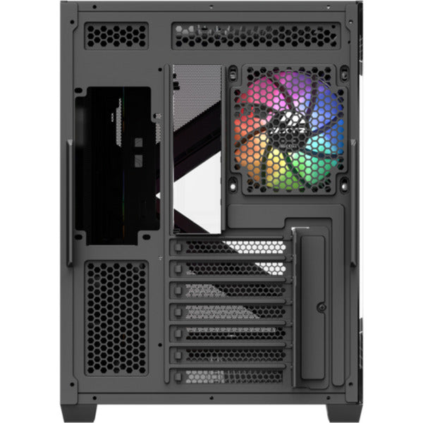 Xyz pc gear qubex midi tower behuizing (zwart | 2x usb-a | 1x usb-c | tempered glass)