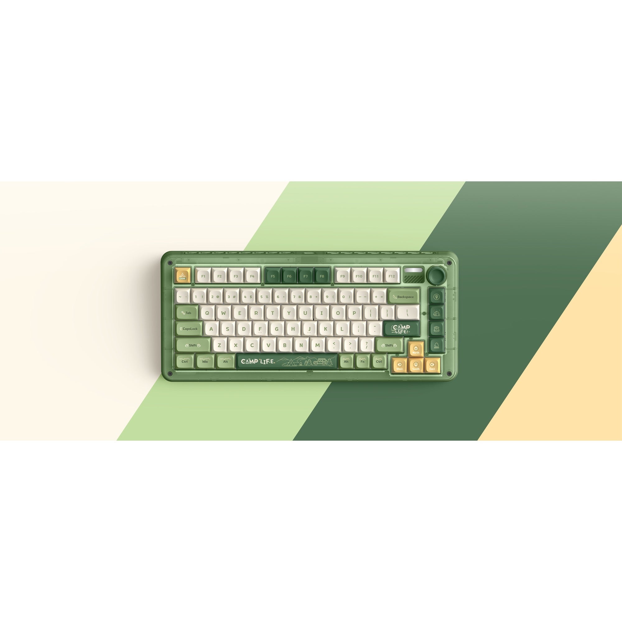 Iqunix zx75 camping wireless mechanical keyboard (groen, us lay-out (qwerty), cherry mx brown, 75%, rgb leds, hot-swappable, double-shot pbt, 2.4ghz | bluetooth 5.1 | usb-c)