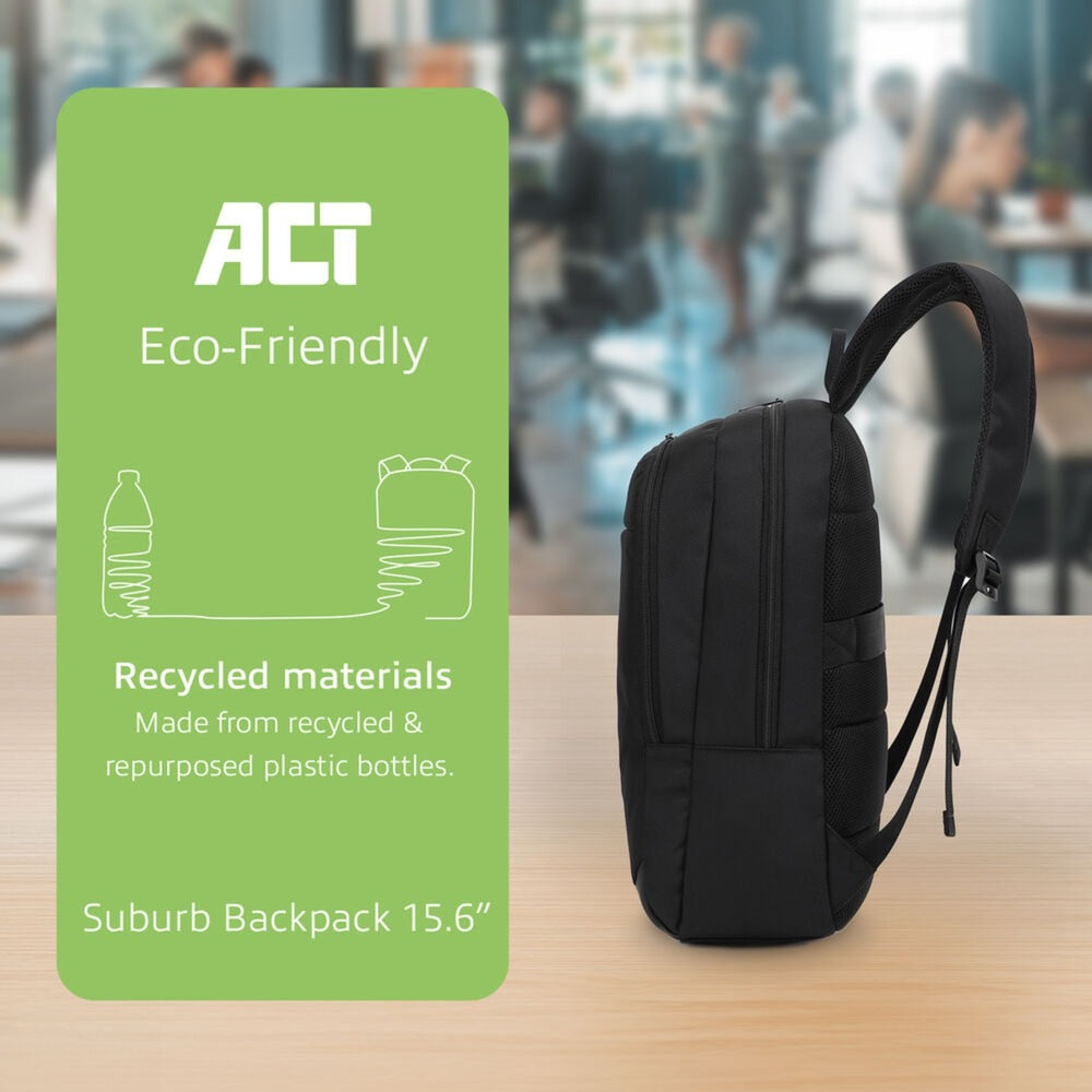 Act connectivity suburb rugzak voor laptops tot 15,6 (zwart)