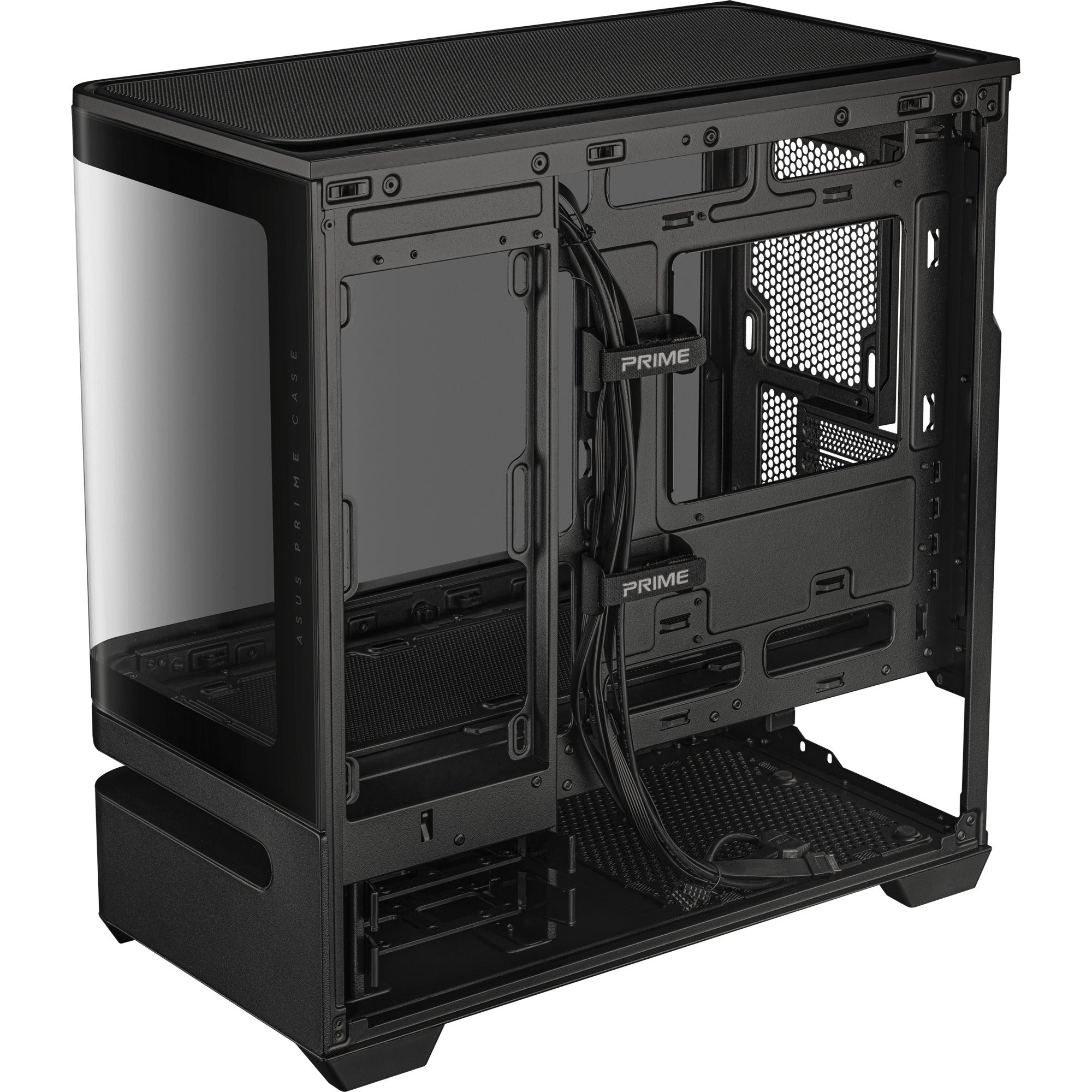 Asus prime ap202 midi tower behuizing (zwart | 2x usb-a | 1x usb-c | rgb | tempered glass)