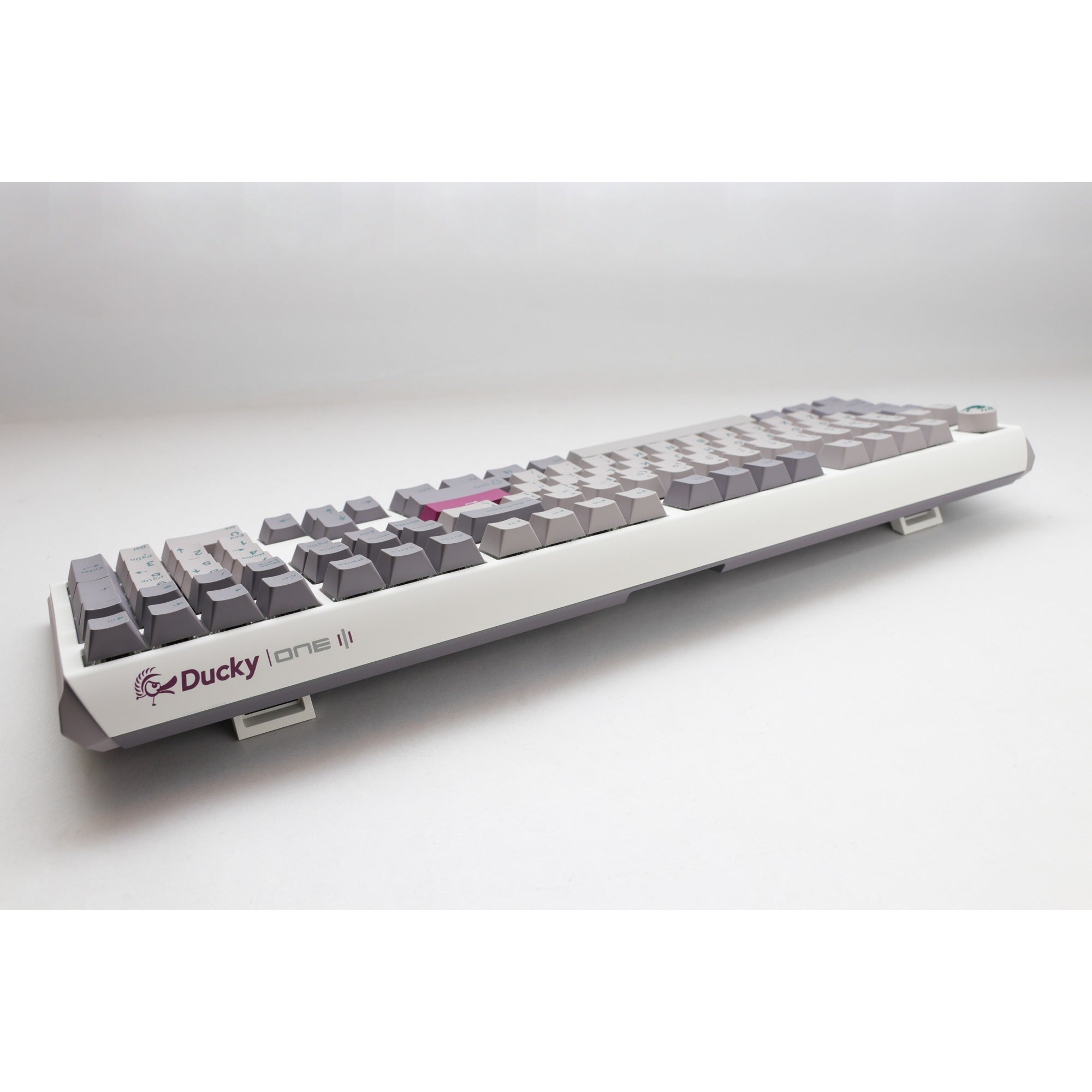 Ducky one 3 mist grey, toetsenbord (lichtgrijs, us lay-out, cherry mx red, rgb led, double-shot pbt, hot-swappable, quack mechanics)