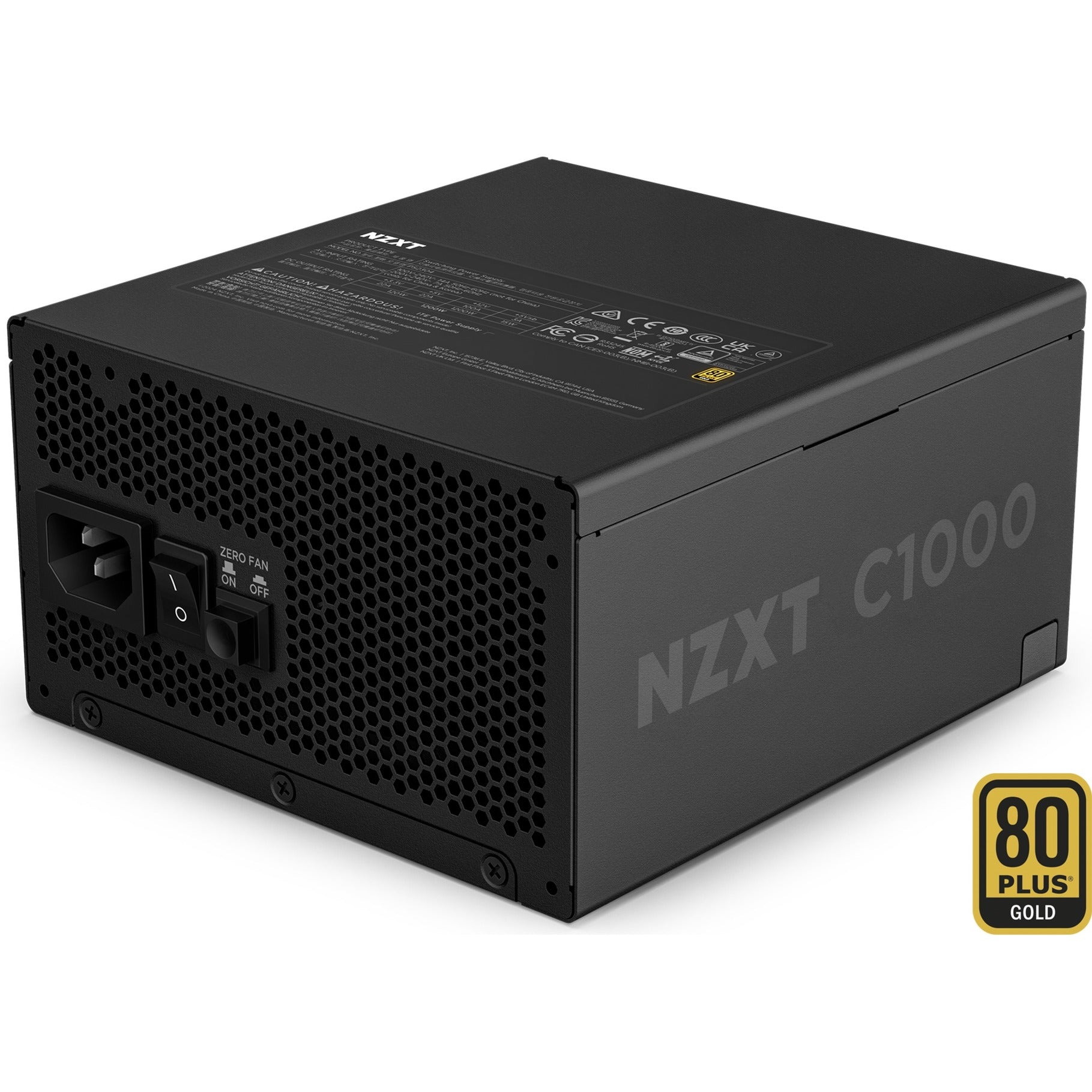 Nzxt c1000 gold atx 3.1 modulaire 1000 watt voeding (zwart, 1x 12v-2x6, 3x pcie)