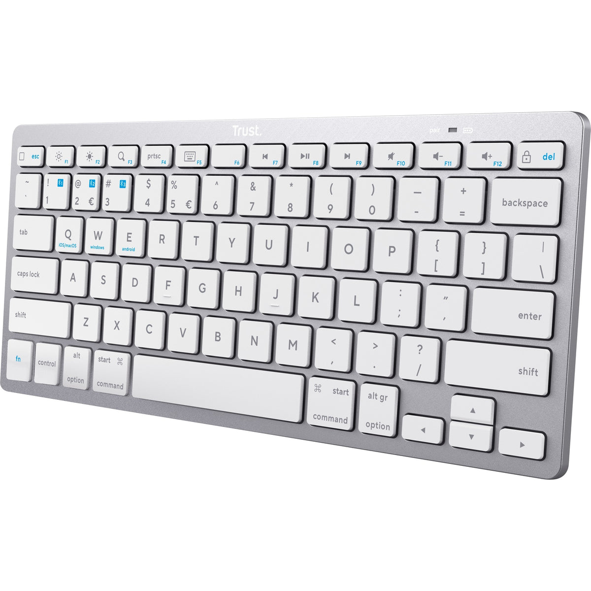 Trust wireless bluetooth keyboard (grijs, us lay-out (qwerty), scissor switches, 85%, bluetooth 4.0)