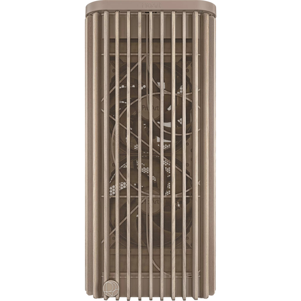 Asus proart pa401 wood edition - mesh panel midi tower behuizing (beige houtkleur | 2x usb-a | 1x usb-c)