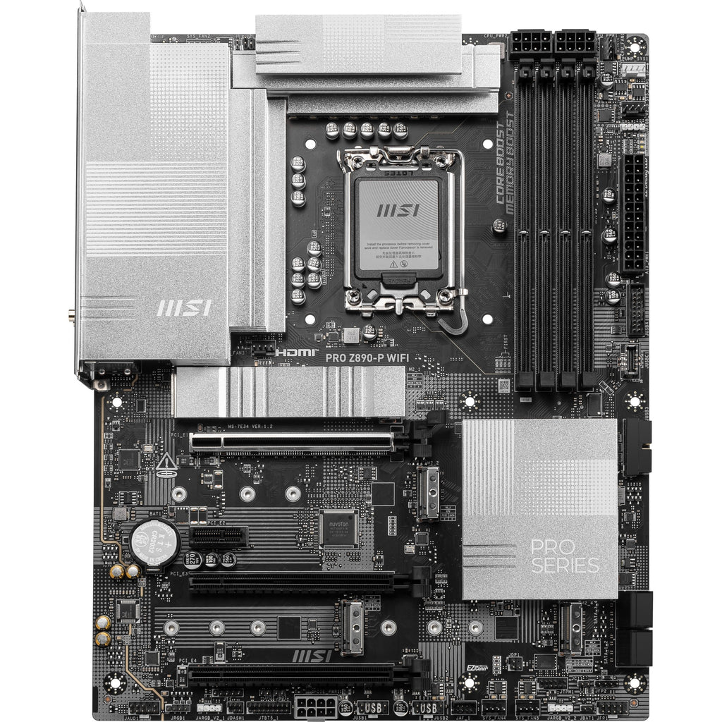 Msi pro z890-p wifi socket 1851 moederbord (zwart zilver, raid, 5gb-lan, wi-fi 7, bt, sound, atx)