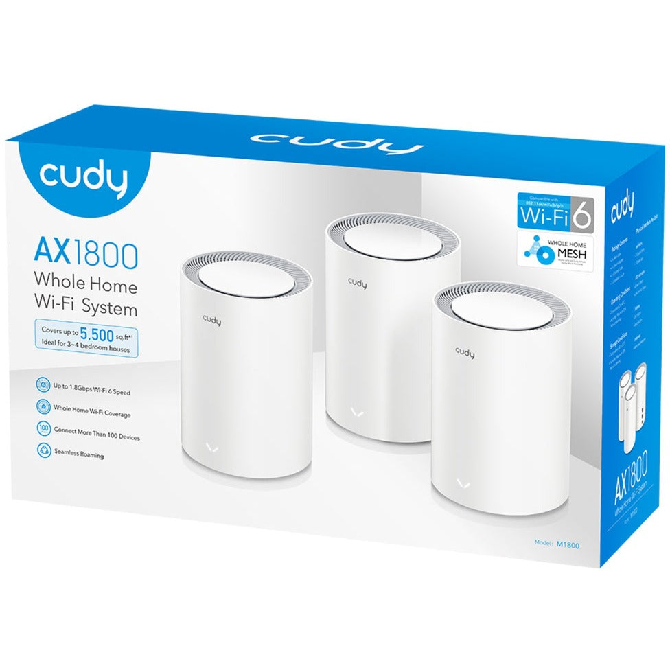 Cudy ax1800 gigabit mesh wi-fi 6 system (3-pack) mesh router (wit)
