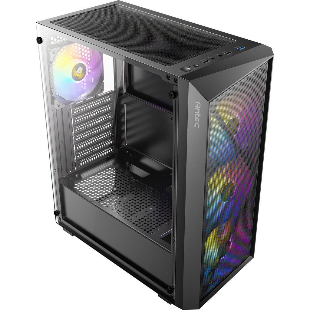 Antec ax67 argb midi tower behuizing (zwart | 3x usb-a | tempered glass)